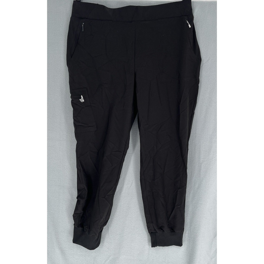Chico's Zenergy Black Athletic Jogger Pants Stretch 5 Zip Pockets Size 2R US 12R